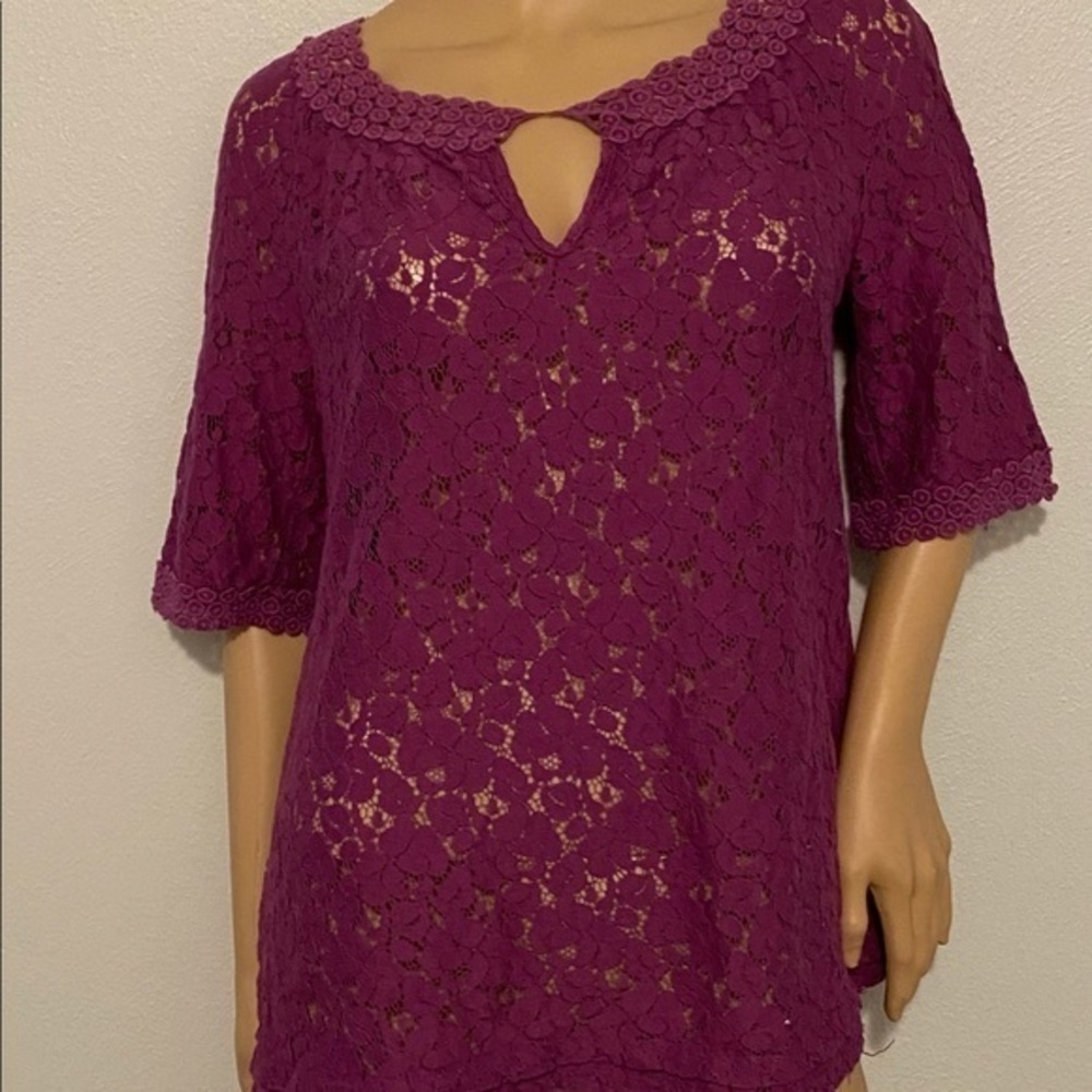 Nicole Miller purple lace top size M